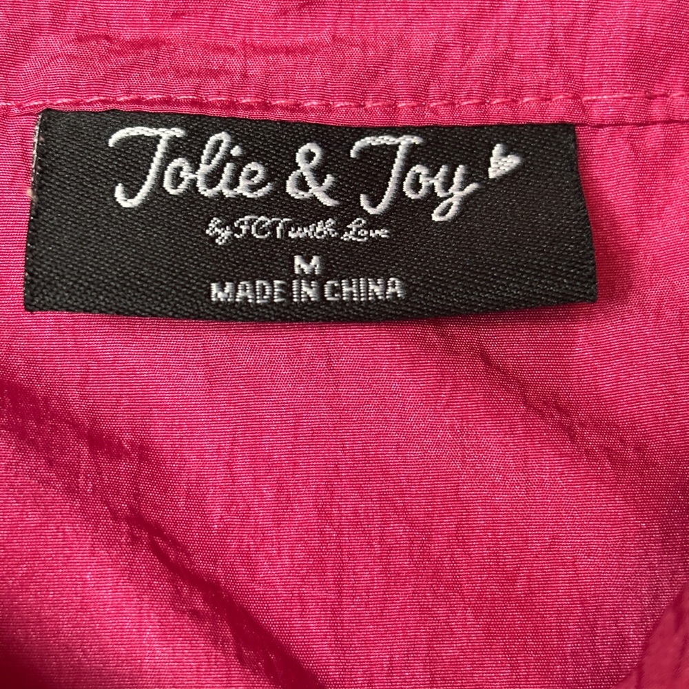 Vibrant Pink Jumpsuit CARGO POCKETS elastic waist - Picture 6 of 7